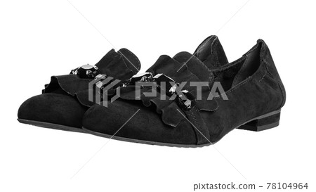 New suede female shoes isolated on white background. Stylish shoes. 78104964
