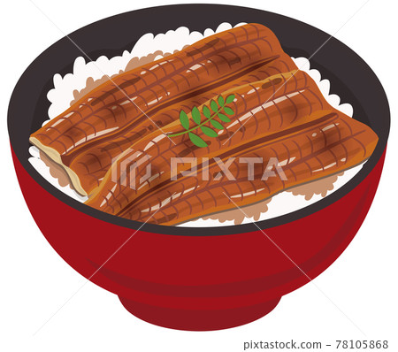 [Vector] Illustration of a classic eel rice bowl with plumply grilled eel and the aroma of sansho pepper (single image) 78105868