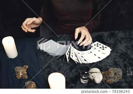 Portrait of fortune-teller in a dark room Portrait of fortune-teller in a dark room 78106243