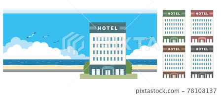 Hotel and sea illustration material 78108137