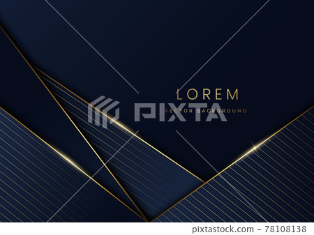 Abstract triangles dark blue layer luxury background with golden line diagonal on dark blue background. Abstract triangles dark blue layer luxury background with golden line diagonal on dark blue background. 78108138