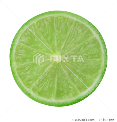 Juicy slice of green lime isolated on white background with clipping paths. Juicy slice of green lime isolated on white background with clipping paths. 78108366