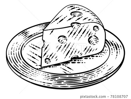 Swiss Cheese Vintage Woodcut Etching Style Swiss Cheese Vintage Woodcut Etching Style 78108707