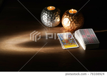 tarot cards, fortune telling rite with occult and esoteric symbols.  78108924