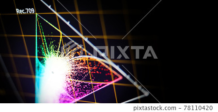 Color grading tools or RGB colour correction indicator on monitor in post production. Telecine full grade stage in video or film production processing. for colorist edit grading color on digital movie 78110420