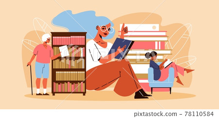 Reading Book Flat Illustration 78110584