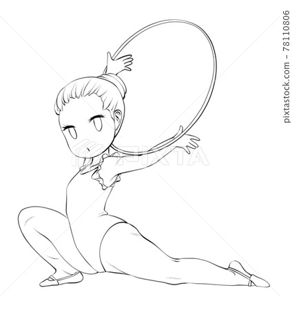 Female rhythmic gymnast, line drawing acting as a hoop with a serious expression Female rhythmic gymnast, line drawing acting as a hoop with a serious expression 78110806