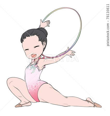 亞洲女子藝術體操運動員笑著充當箍 78110811