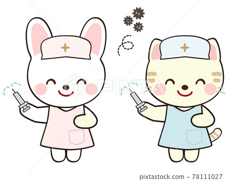 兔子和貓護士接種了疫苗 兔子和貓護士接種了疫苗 78111027