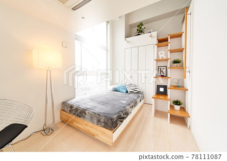 Bedroom with loft in bright light 78111087
