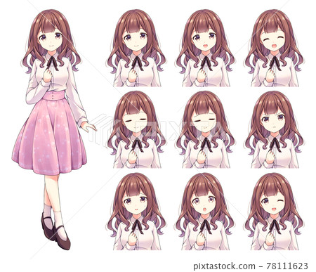 Anime Style Female Character Full Body Stock Illustration