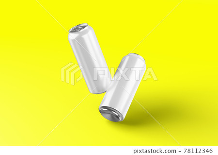 Blank cold aluminium beer can mockup with drops, 3d rendering. Empty fresh soda tin packing mock up with condensate, isolated. fit for your Canned dripping drink design project. 78112346
