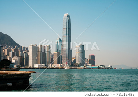 Central pier, victoria harbour and skyline of HongKong Island - Central pier, victoria harbour and skyline of HongKong Island - 78112482