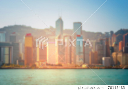 Blur image of city Skyline of Hong kong Island coast - Blur image of city Skyline of Hong kong Island coast - 78112483