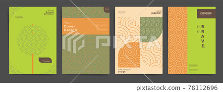 Modern art poster template set. Asian geometric wavy design background for poster, cover, brochure, banner. Modern simple backdrop. Abstract geometric shapes, japanese wave lines, artistic design set. Modern art poster template set. Asian geometric wavy design background for poster, cover, brochure, banner. Modern simple backdrop. Abstract geometric shapes, japanese wave lines, artistic design set. 78112696