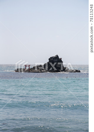 千葉縣勝浦市，四月，東都守谷海濱的牌坊（今） 78113248