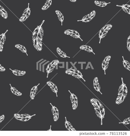 White feathers seamless pattern - Stock Illustration [78113526] - PIXTA