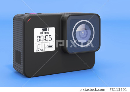 Modern dashcam DVR on blue backdrop, 3D rendering 78113591