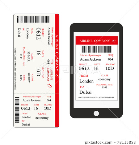 Boarding pass on smartphone screen and paper boarding pass Boarding pass on smartphone screen and paper boarding pass 78113858