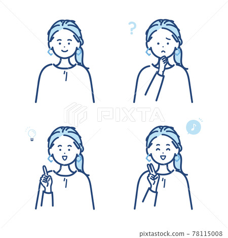 Illustration material set of women in basic pose 78115008