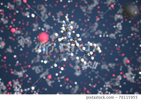 Molecule of LSD, conceptual molecular model. Scientific 3d rendering Molecule of LSD, conceptual molecular model. Scientific 3d rendering 78115955