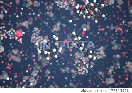 Molecule of Atropine. Molecular model, conceptual 3d rendering Molecule of Atropine. Molecular model, conceptual 3d rendering 78115968
