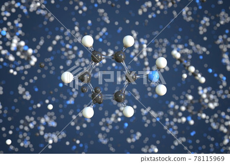 Aniline molecule, conceptual molecular model. Scientific 3d rendering 78115969
