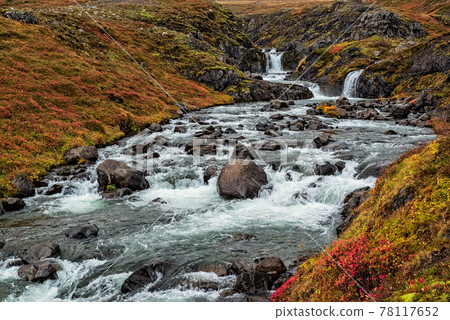 Small waterfalls on the road to Mjoifjordur, Iceland 78117652