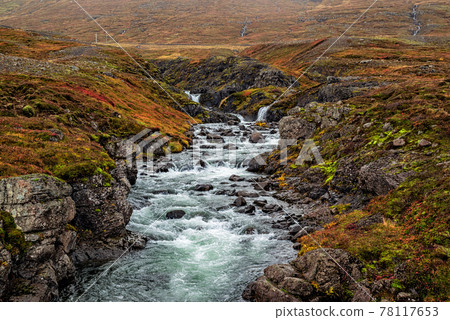 Small waterfalls on the road to Mjoifjordur, Iceland 78117653