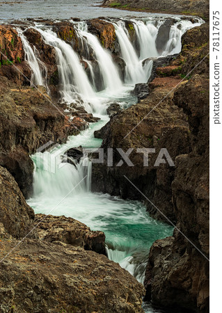 Kolugljufur waterfall in Iceland Kolugljufur waterfall in Iceland 78117675