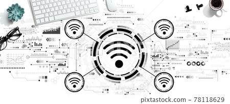 Wifi theme with a computer keyboard 78118629