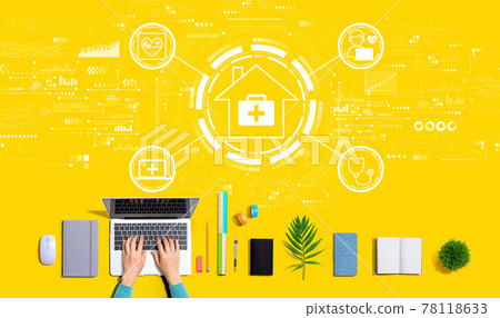 Telehealth theme with person using a laptop 78118633