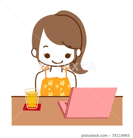 Girl sitting in front of a computer Girl sitting in front of a computer 78119965