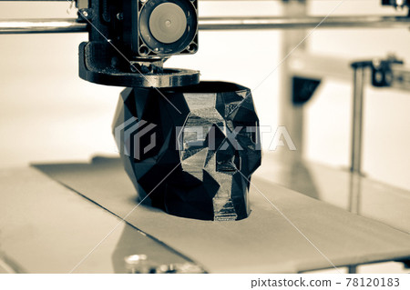 Abstract object of a black color printed by 3d printer. Abstract object of a black color printed by 3d printer. 78120183