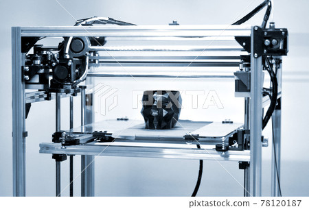 Abstract object of a black color printed by 3d printer. 78120187
