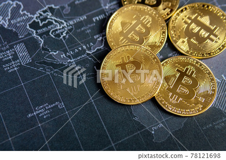 Bitcoin gold cryptocurrency blockchain technology on the world map background Bitcoin gold cryptocurrency blockchain technology on the world map background 78121698