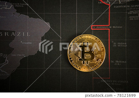 Bitcoin gold cryptocurrency blockchain technology on the world map background Bitcoin gold cryptocurrency blockchain technology on the world map background 78121699