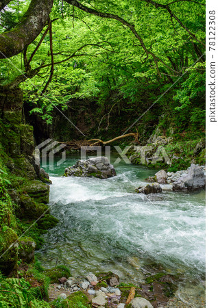 Superb view of the Omata River in spring Tonobuchi, Akita Prefecture Superb view of the Omata River in spring Tonobuchi, Akita Prefecture 78122308