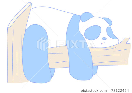 Panda relaxing on a tree (blue) 78122434