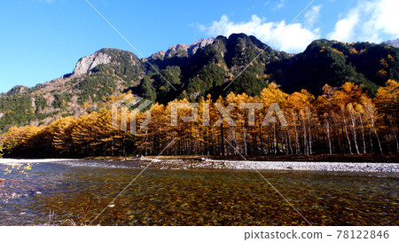 Azusa River in Kamikochi and autumn leaves of Roppyakusan Azusa River in Kamikochi and autumn leaves of Roppyakusan 78122846