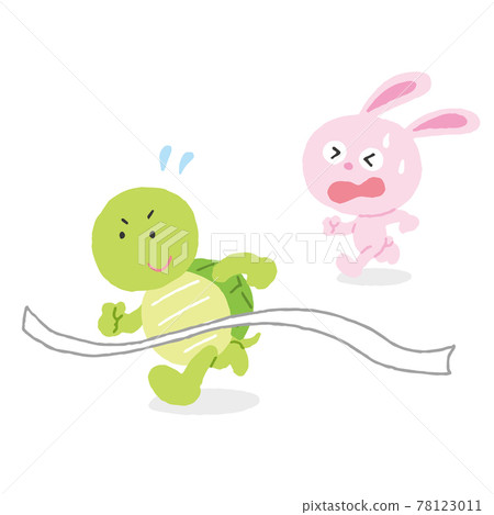 老故事兔子和烏龜贏球的場景 78123011