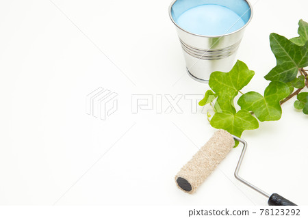 Image of painting work Paint and painting roller 78123292