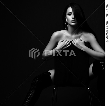 Sexy brunette naked pretty woman model in high Sexy brunette naked pretty woman model in high 78123782