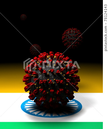 Coronavirus and Indian flag Coronavirus and Indian flag 78124143