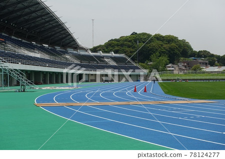 Shimonoseki Athletics Stadium Track and Audience Seats 78124277