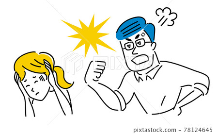 男人對女人大吼大叫的插畫素材 青年男女 男人對女人大吼大叫的插畫素材 青年男女 78124645
