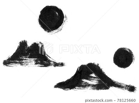 山與天毛筆劃插圖與水墨 3 手寫水墨畫 78125660