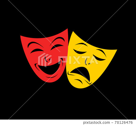 Theater icon with happy and sad masks. VECTOR illustration. Theater icon with happy and sad masks. VECTOR illustration. 78126476