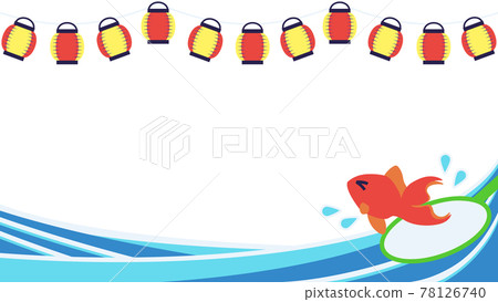 夏日祭背景素材 撈金魚 16 9 插圖素材 圖庫