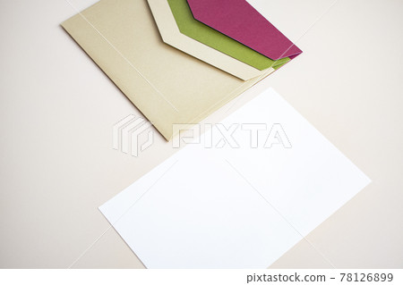 Card mockup and colorful envelopes 78126899